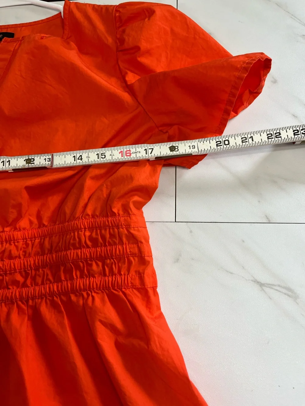 Quince 100% Organic Cotton Tiered Mini Dress Orange Vermillion Red size S - Picture 6 of 8